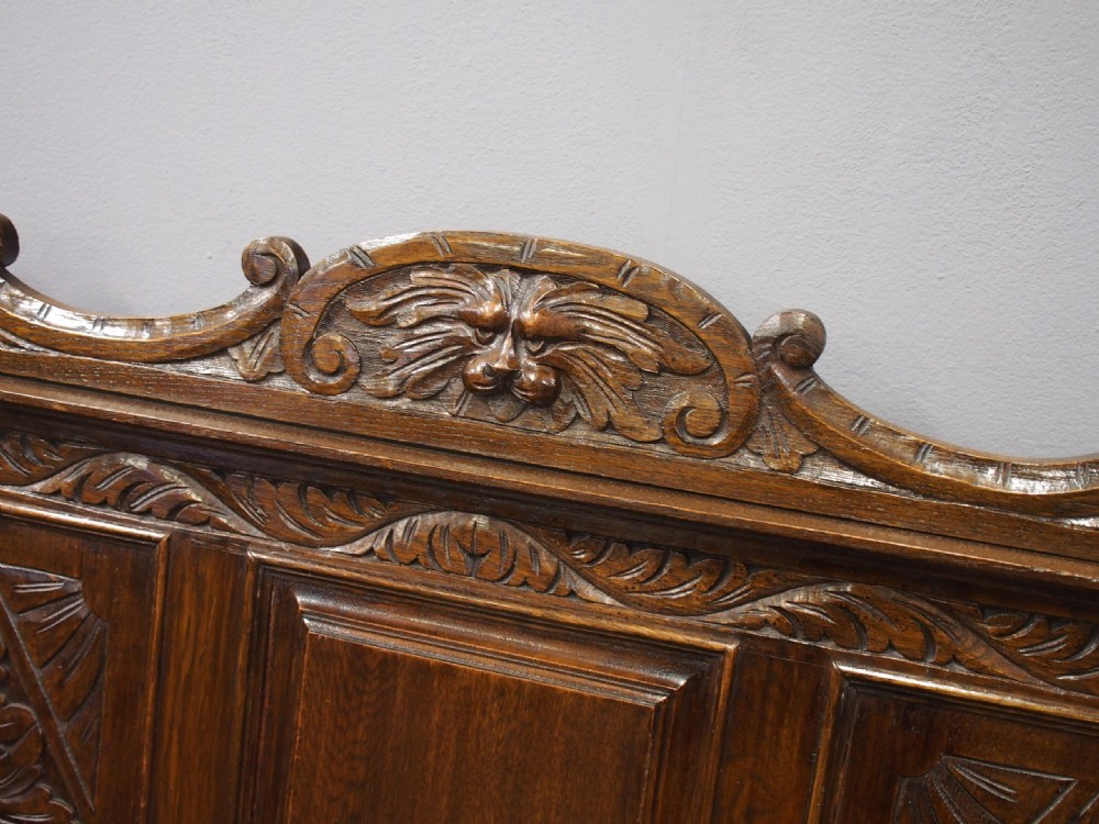 Victorian Carved Oak Hall Bench View IV