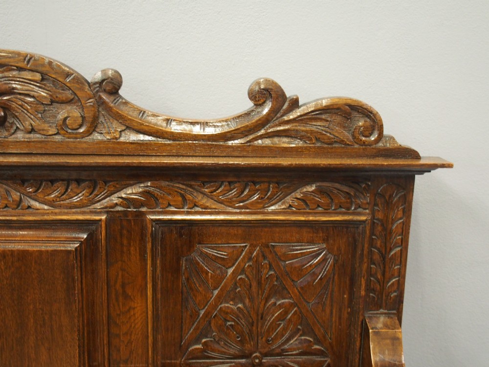 Victorian Carved Oak Hall Bench View VI