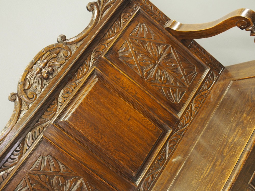 Victorian Carved Oak Hall Bench View XIII