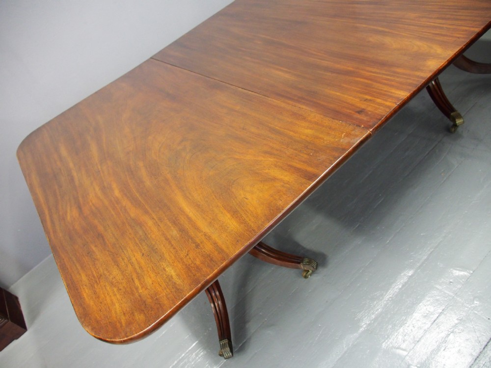 George IV Mahogany Twin Pillar Dining Table with 1 Leaf View II