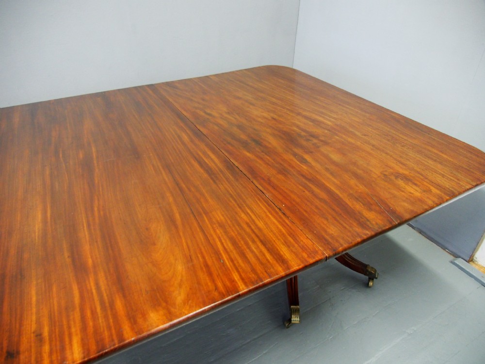George IV Mahogany Twin Pillar Dining Table with 1 Leaf View IX