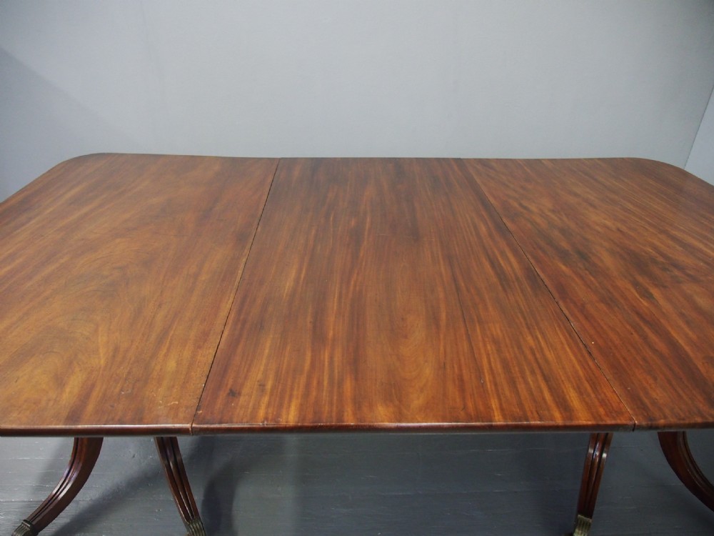 George IV Mahogany Twin Pillar Dining Table with 1 Leaf View X
