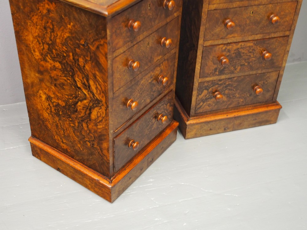 Pair of Victorian Figured Walnut Bedsides View VIII