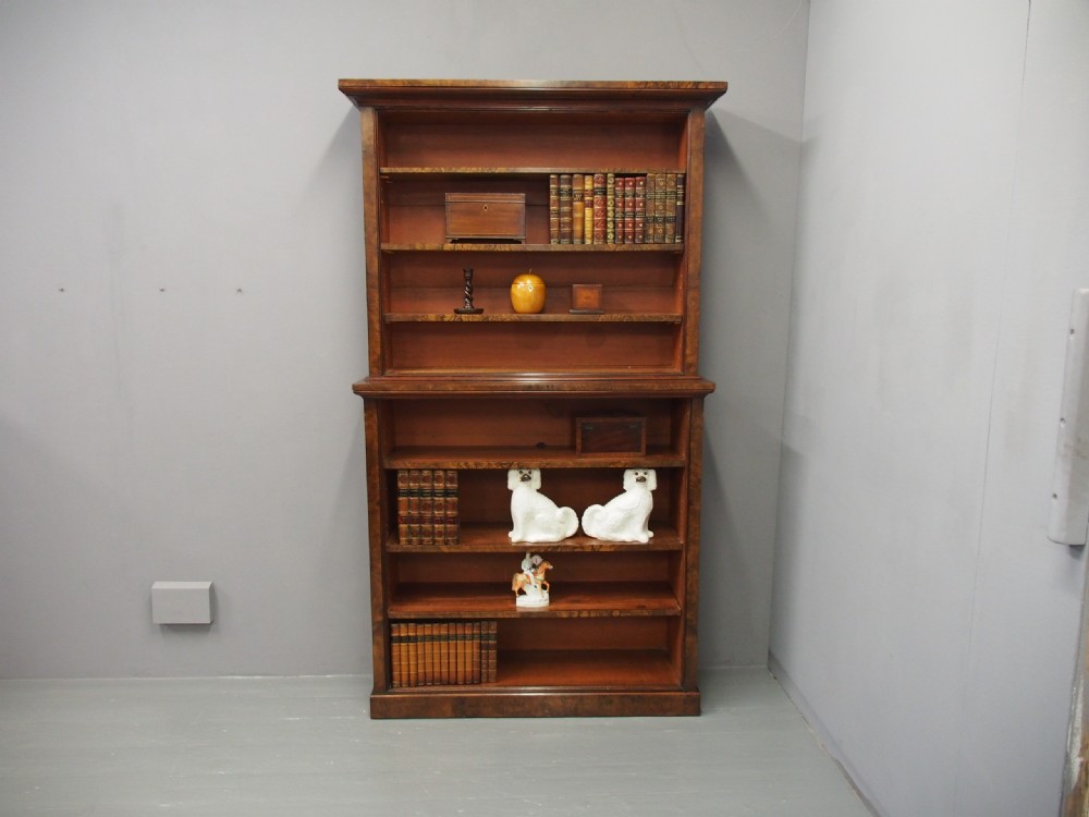 Victorian Burr Walnut Open Bookcase View IV