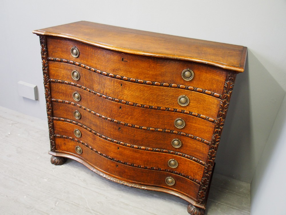 Oak Serpentine Chest of Drawers View V