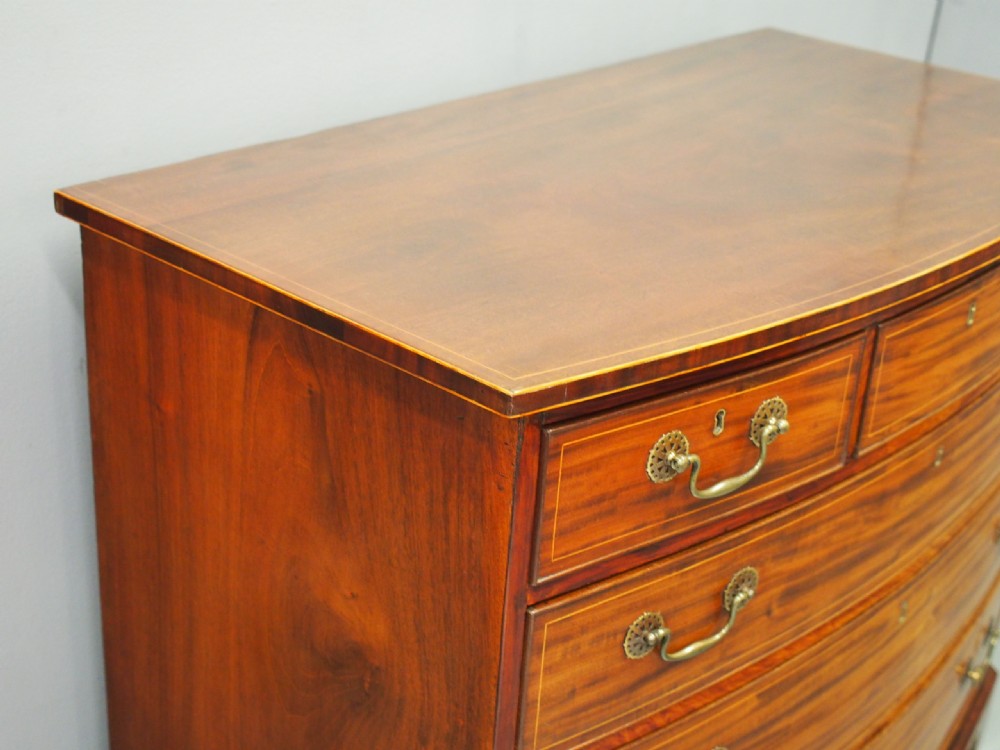 George III Inlaid Mahogany Bow-front Chest of Drawers View V