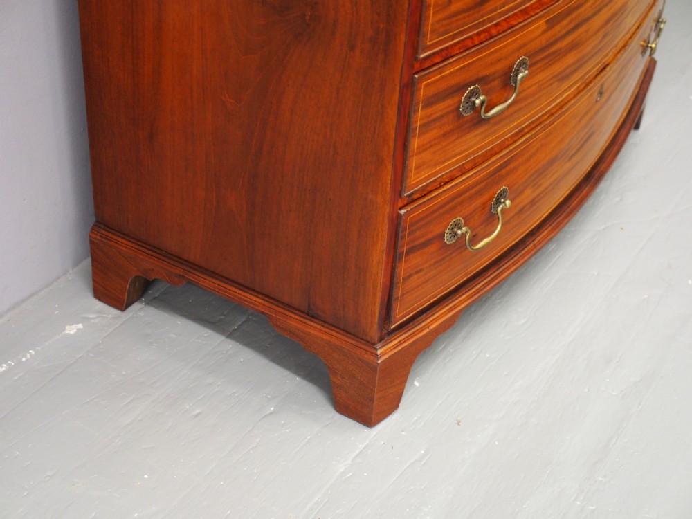George III Inlaid Mahogany Bow-front Chest of Drawers View IX