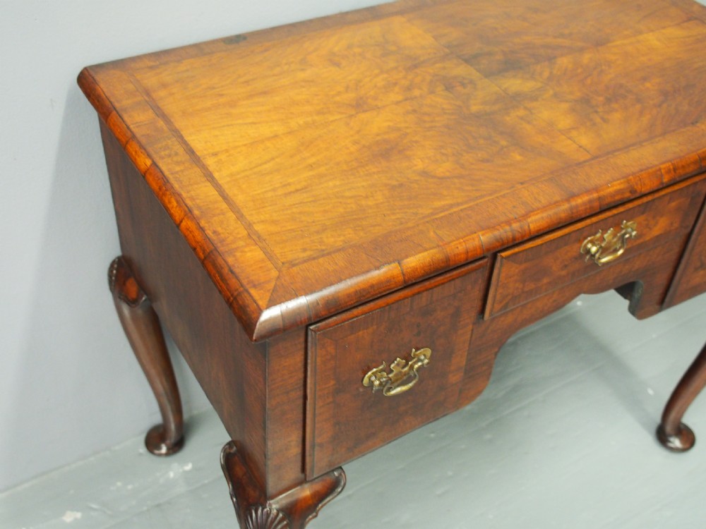 Georgian Style Burr Walnut Lowboy View III