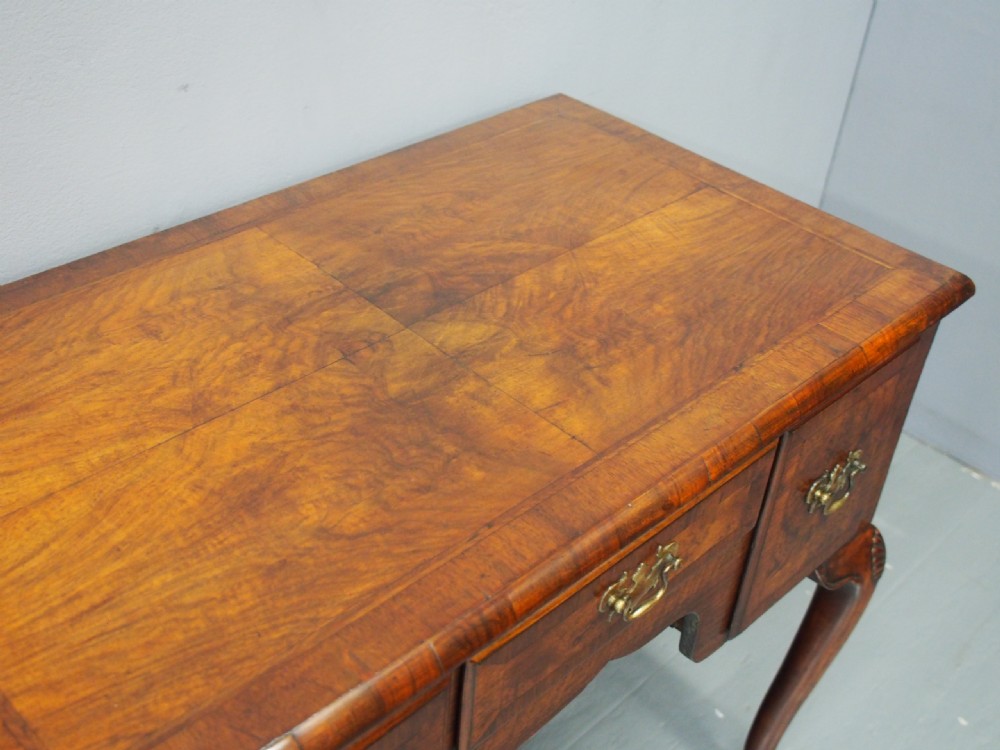 Georgian Style Burr Walnut Lowboy View VII