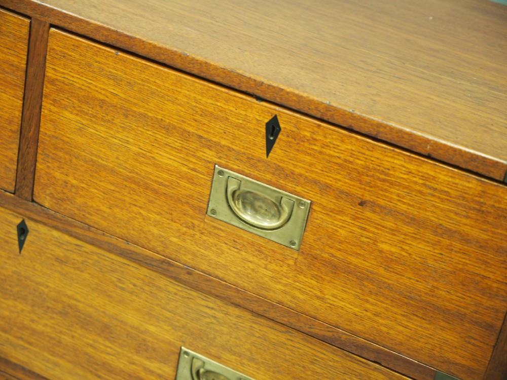 Victorian Teak Two Part Military Chest of Drawers View VI