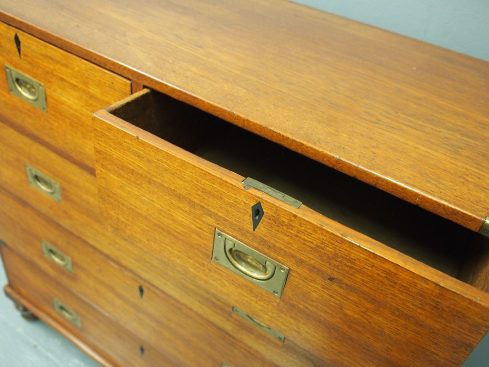 Victorian Teak Two Part Military Chest of Drawers View X
