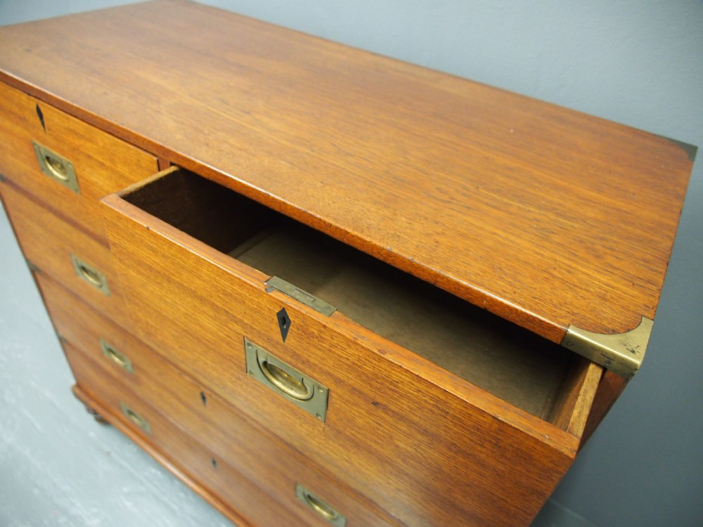 Victorian Teak Two Part Military Chest of Drawers View XI