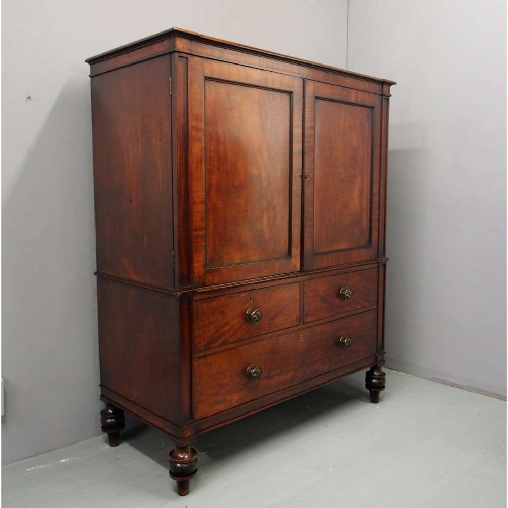 George III Neat Mahogany Linen Press