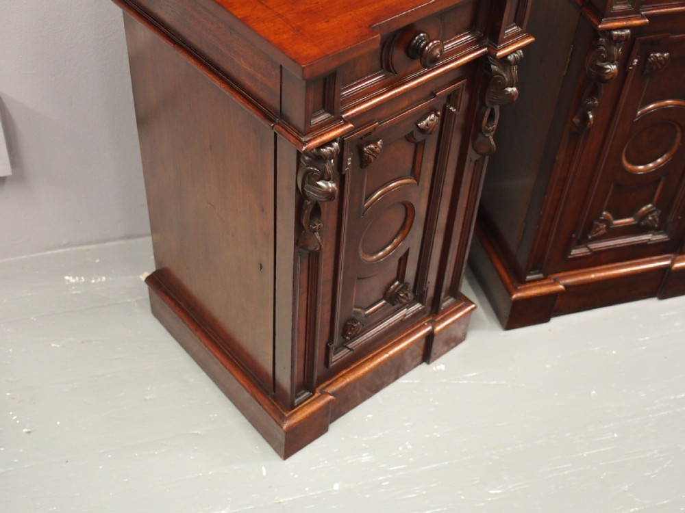 Pair of Carved Victorian Mahogany Bedsides View IV