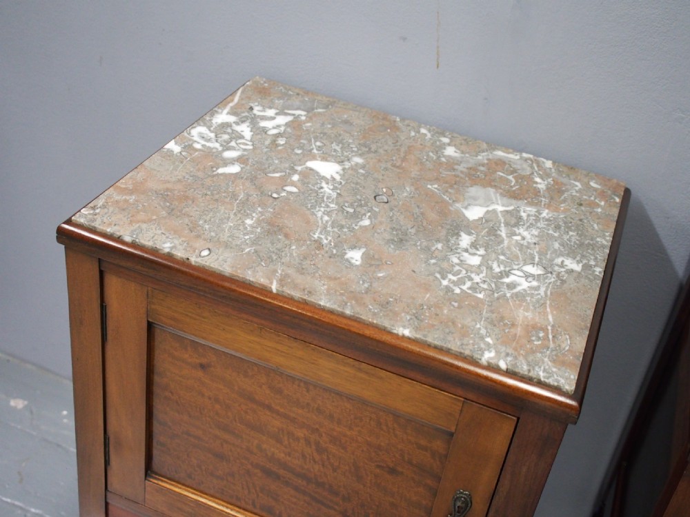 Pair of Mahogany and Marble Top Bedside Cabinets View V