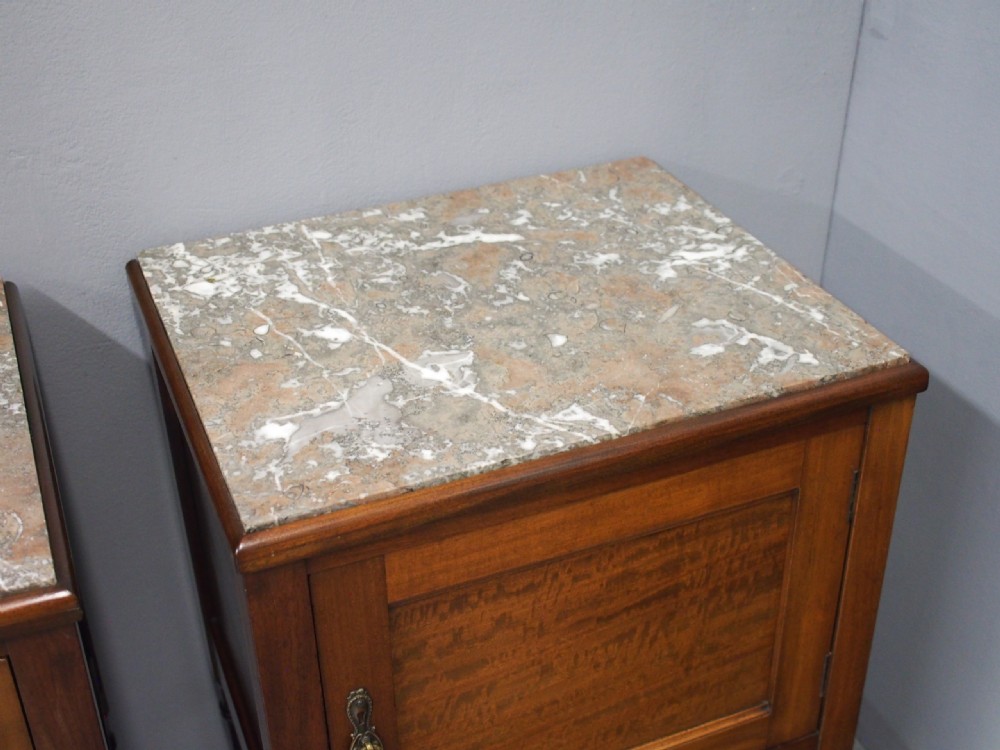 Pair of Mahogany and Marble Top Bedside Cabinets View VI