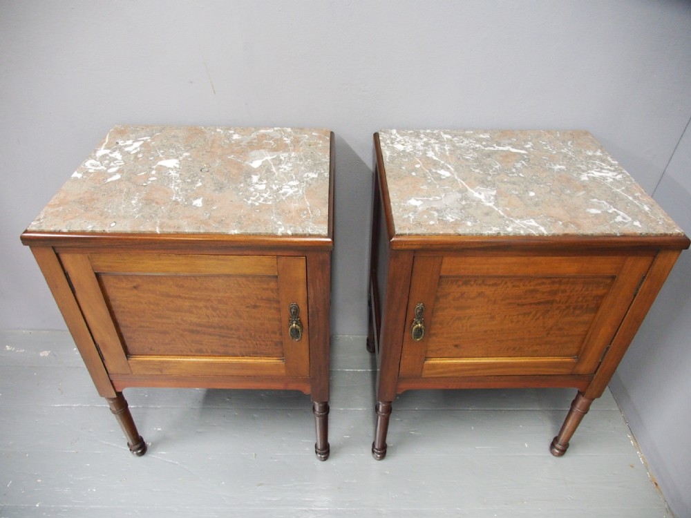 Pair of Mahogany and Marble Top Bedside Cabinets View VII
