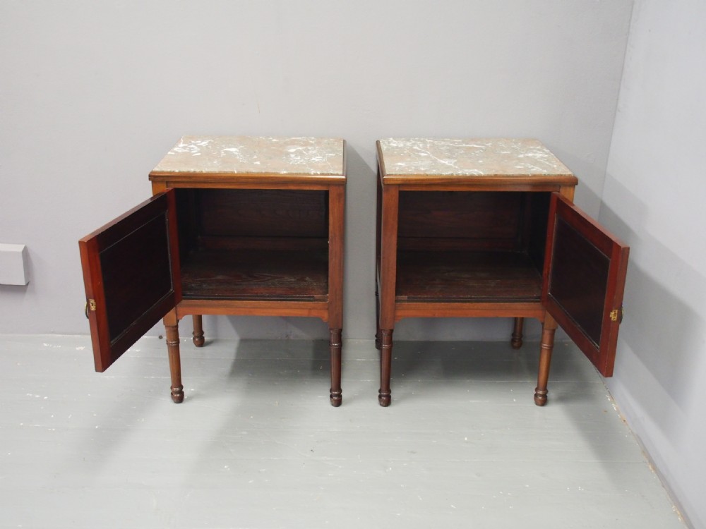 Pair of Mahogany and Marble Top Bedside Cabinets View VIII