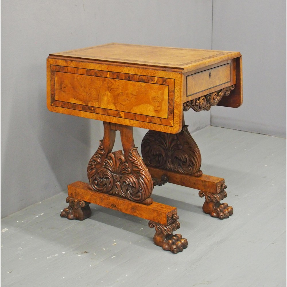 William IV Pollard Oak, Burr and Inlaid Work Table