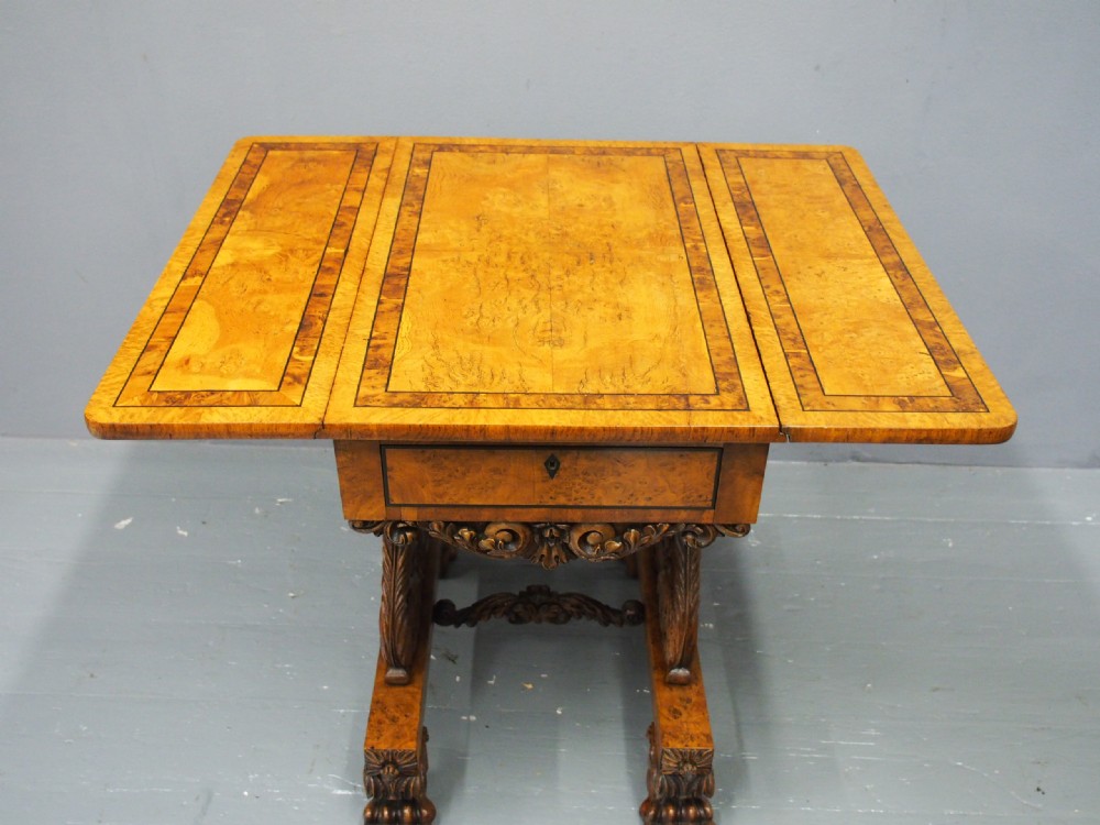 William IV Pollard Oak, Burr and Inlaid Work Table View IV