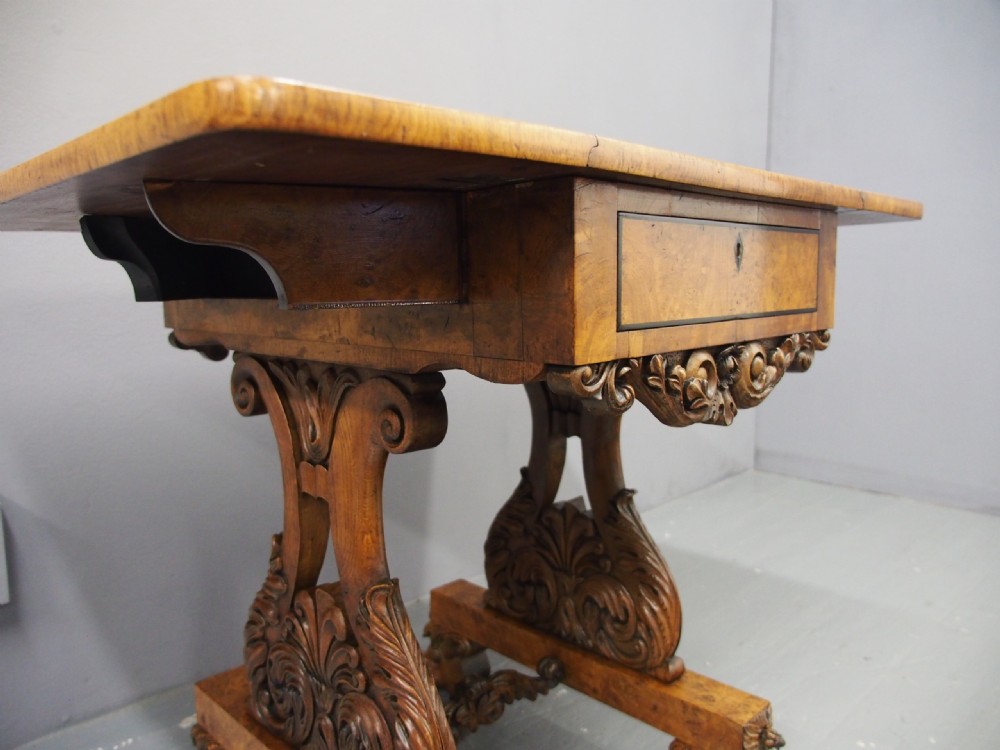 William IV Pollard Oak, Burr and Inlaid Work Table View XIII