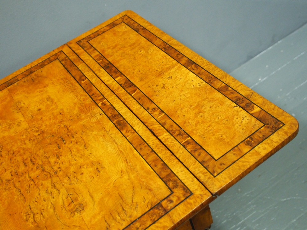 William IV Pollard Oak, Burr and Inlaid Work Table View XVI