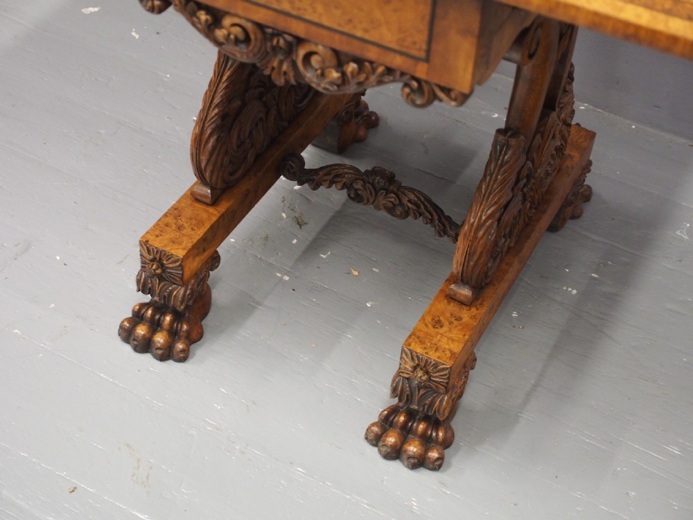 William IV Pollard Oak, Burr and Inlaid Work Table View XVII