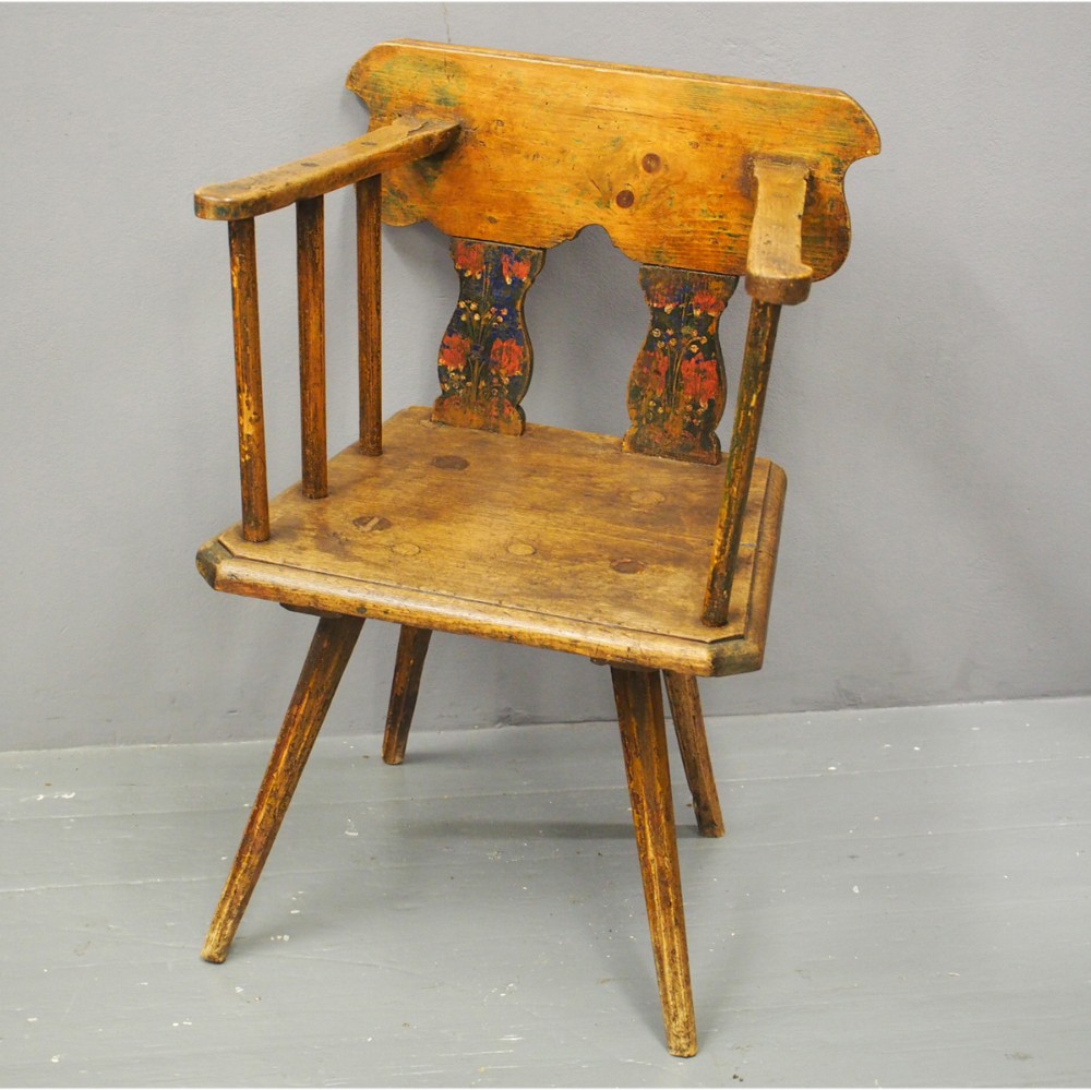 Scandinavian Pine and Oak Painted Armchair