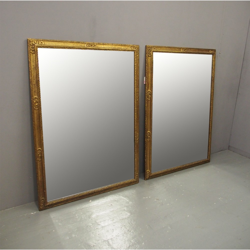 Pair of Gilded Pine Mirrors