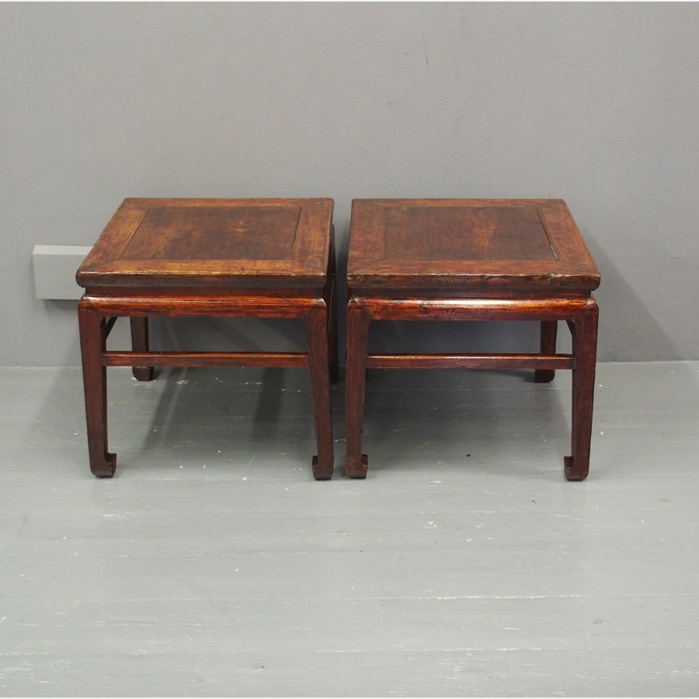 Pair of 19th Century Chinese Elm Side Tables