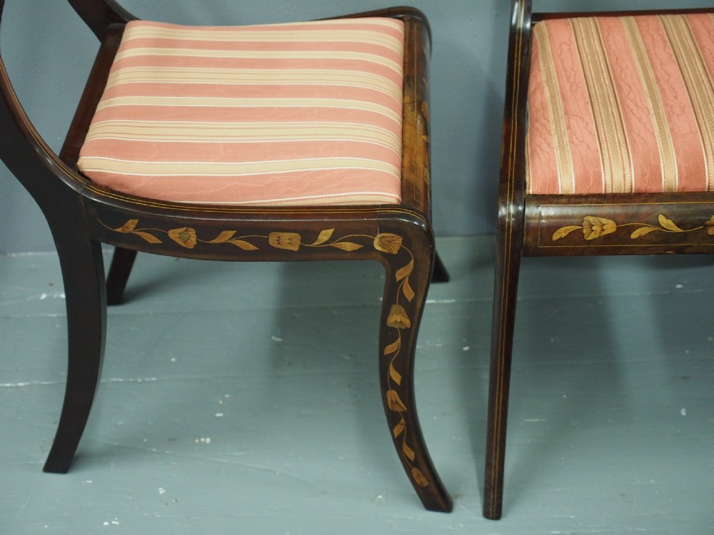 Pair of Dutch Marquetry Side Chairs View X