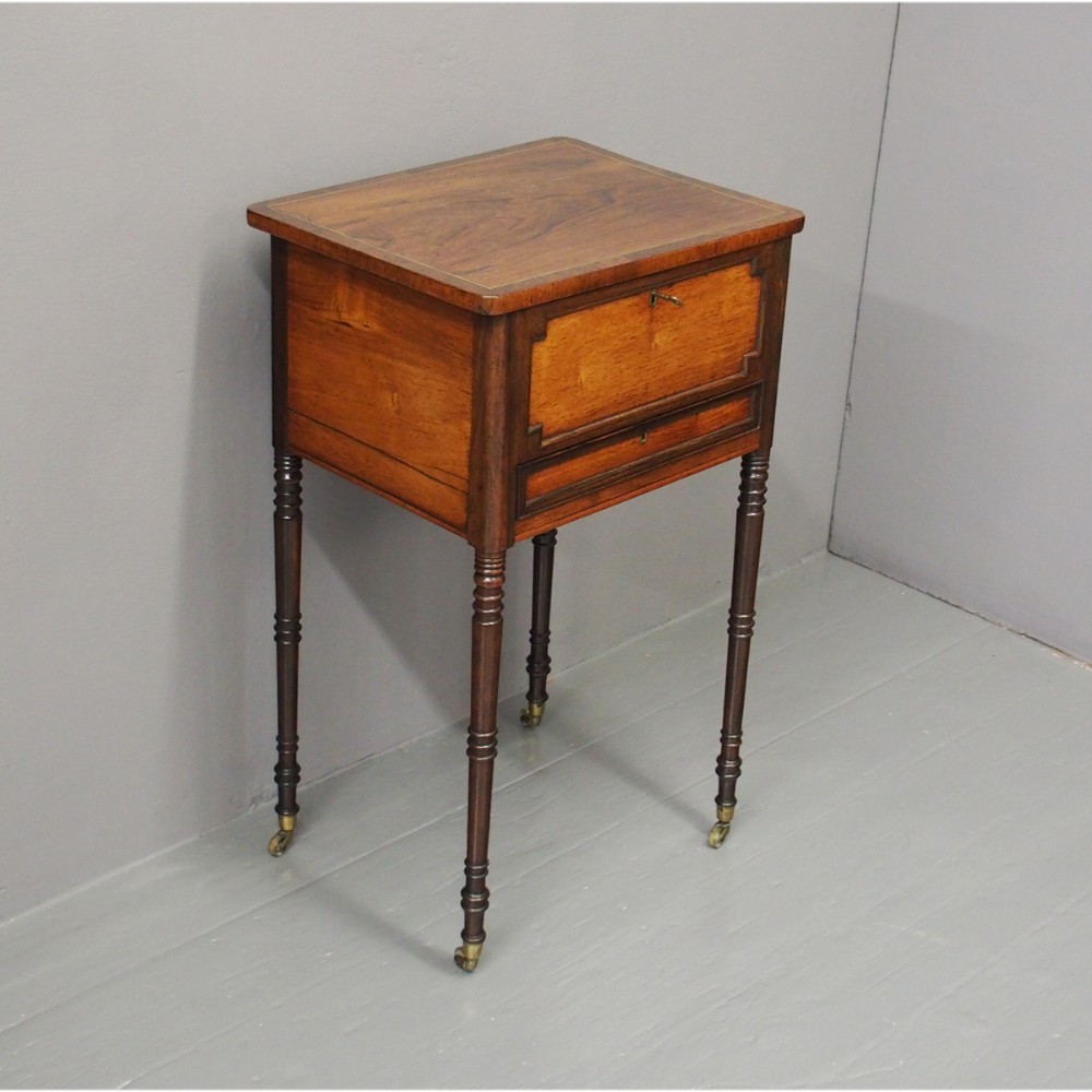 George IV Rosewood, Amboyna and Brass Work Table or Side Table