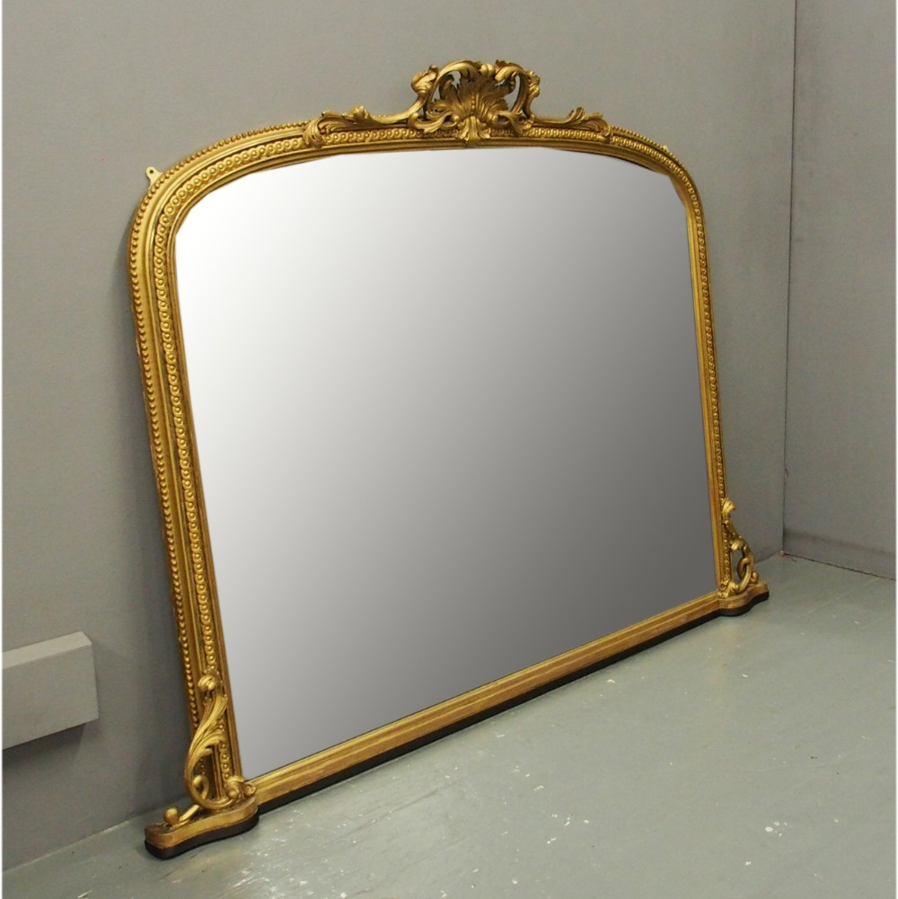 Victorian Giltwood Arched Overmantel Mirror