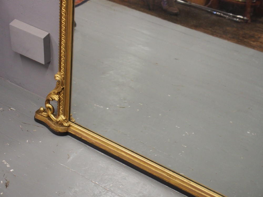 Victorian Giltwood Arched Overmantel Mirror View VI