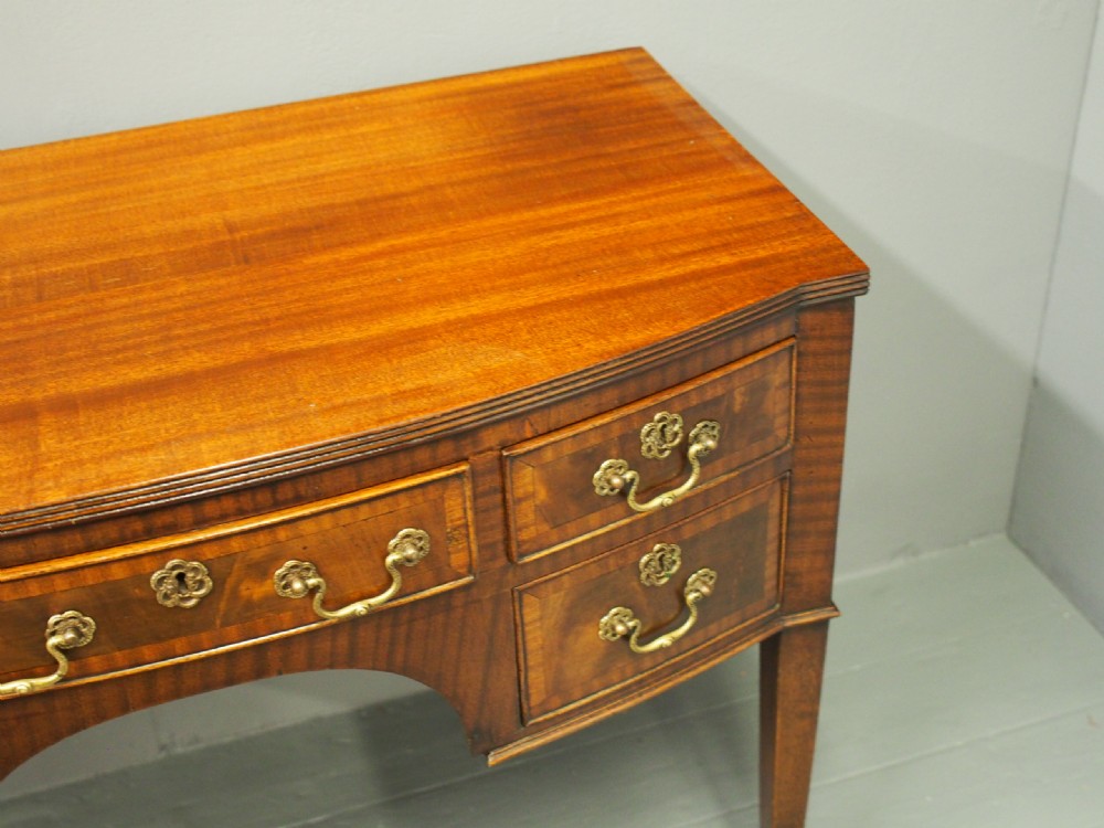 George III Style Mahogany Bowfront Side Table View VI
