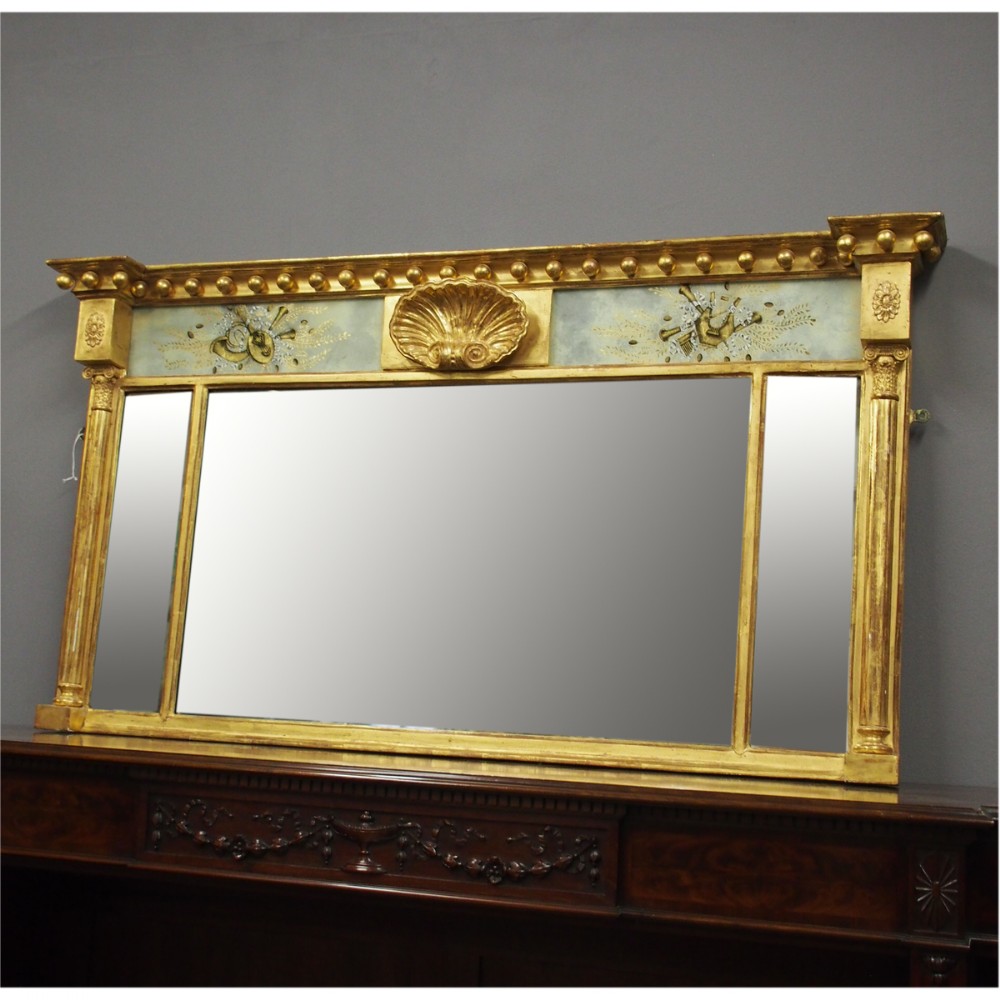 Regency Overmantel Mirror with Decorative Frieze