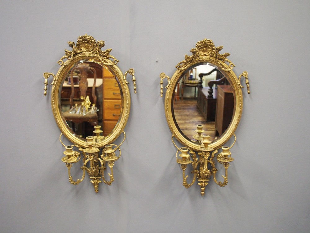 Pair of 19th Century Giltwood and Gesso Girandole Mirrors View III