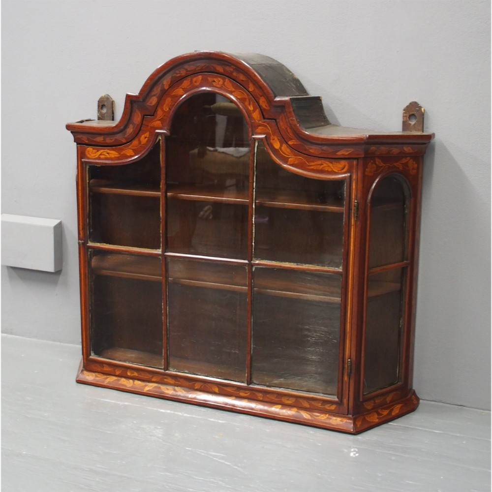 Dutch Walnut and Marquetry Wall Cabinet