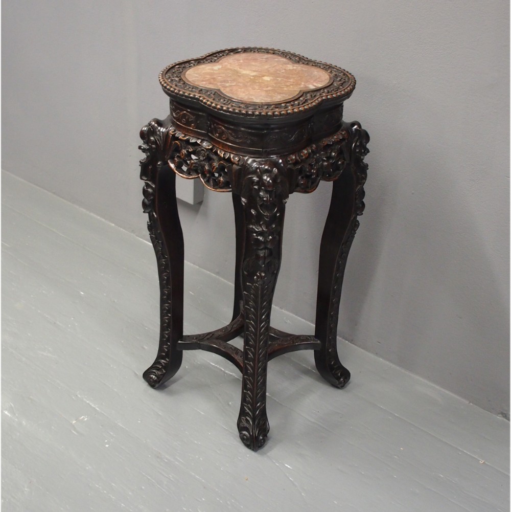 Huanghuali Marble Top Plant Stand