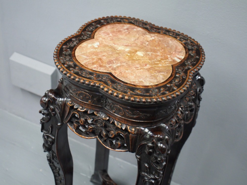 Huanghuali Marble Top Plant Stand View III