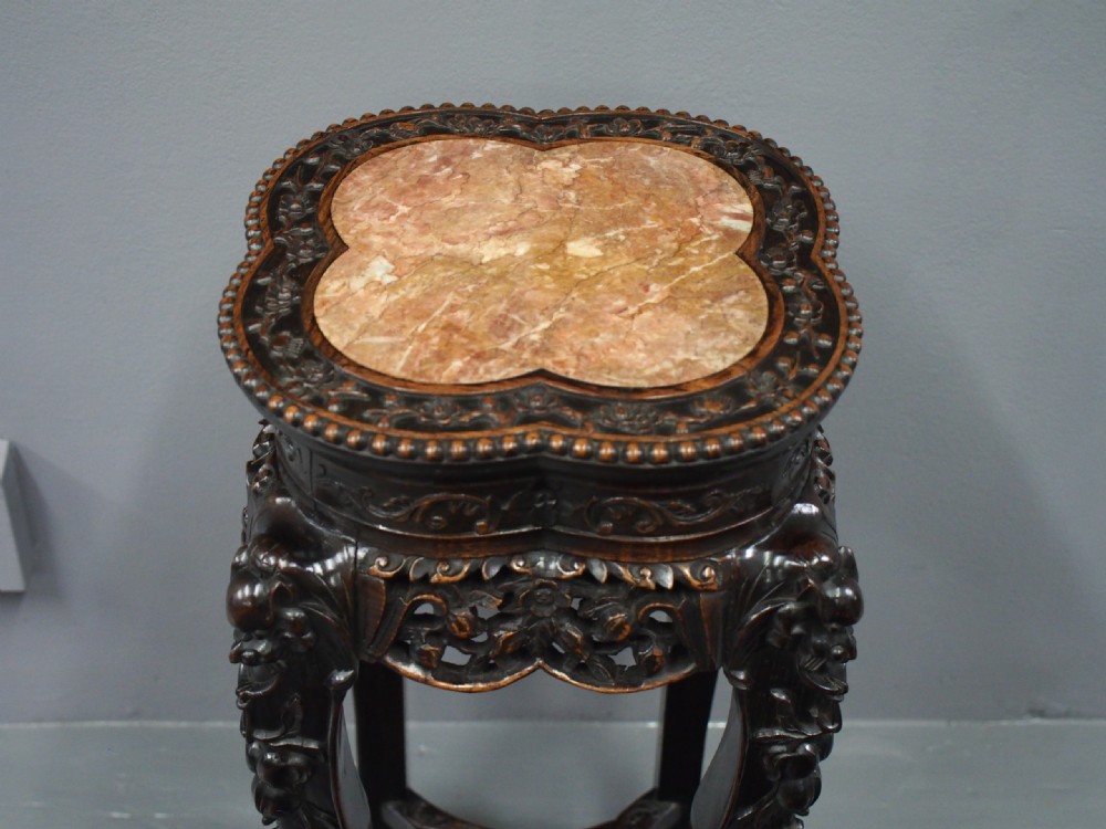 Huanghuali Marble Top Plant Stand View IV