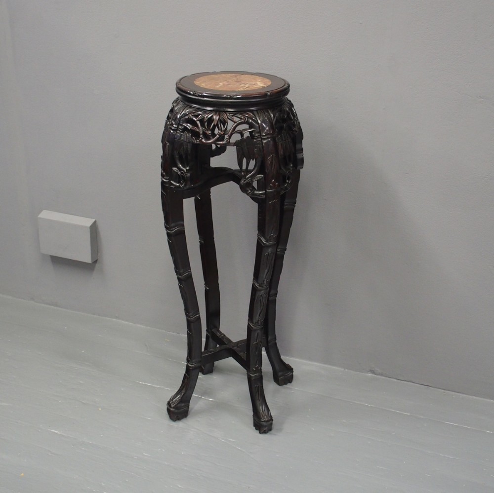 Chinese Huanghuali and Marble Top Plant Stand