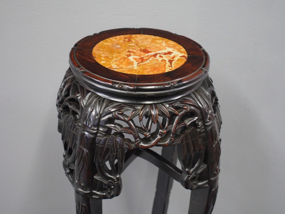 Chinese Huanghuali and Marble Top Plant Stand View II