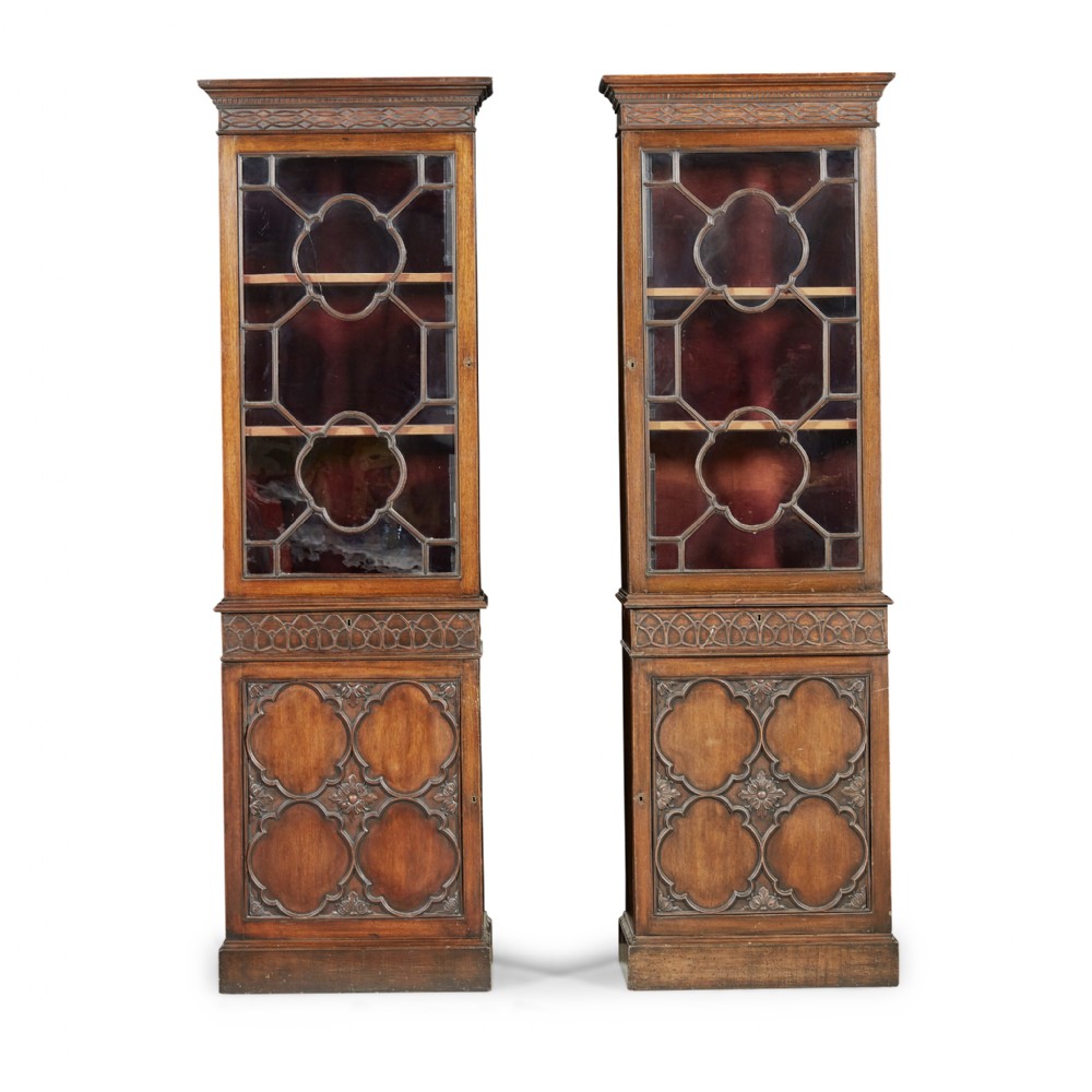 Pair of Georgian Style Mahogany Display Cabinets or Bookcases
