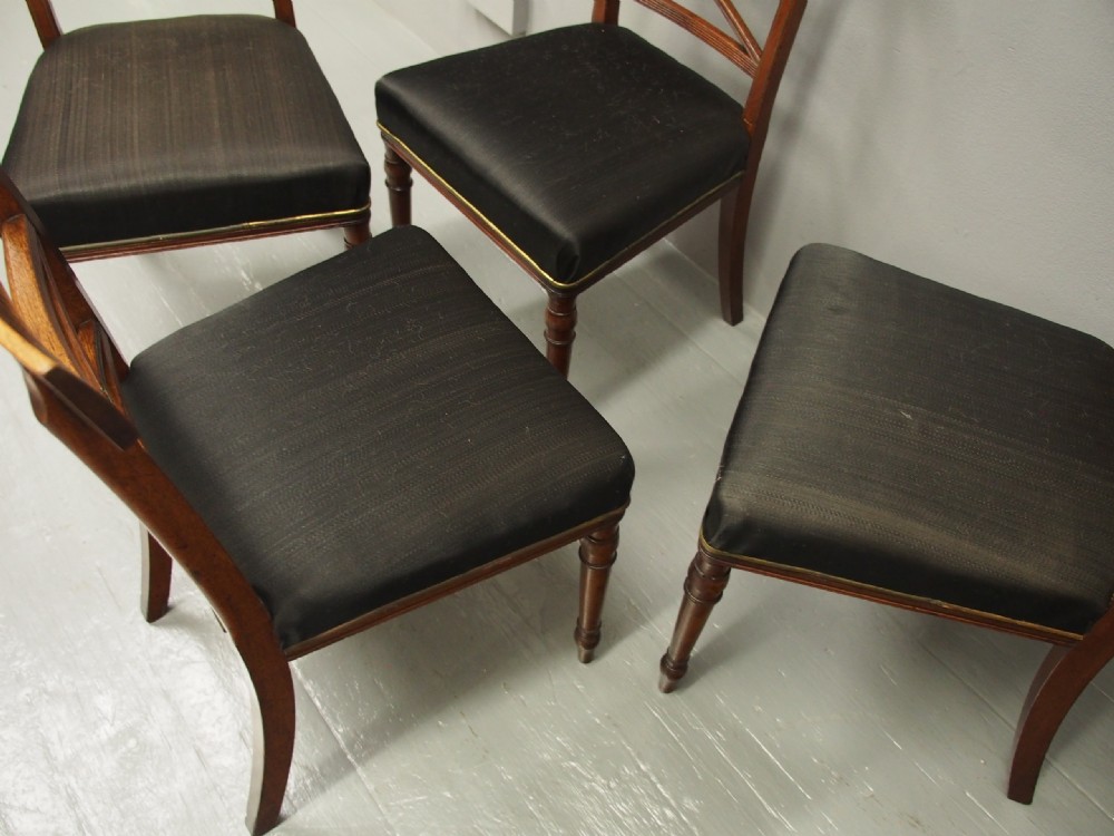 Set of 4 George III Mahogany Brass Inlaid Dining Chairs View IX