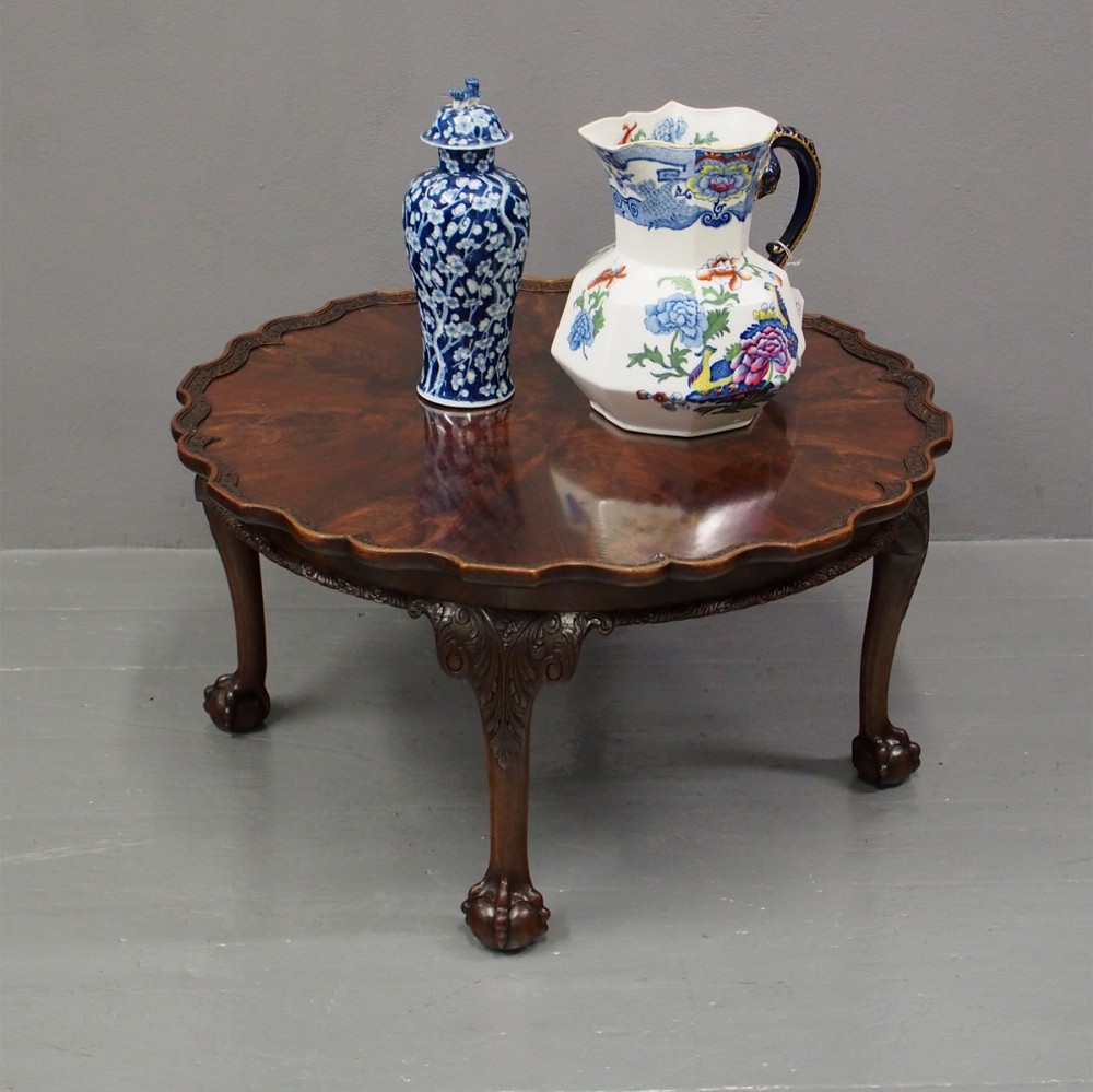 Large Carved Mahogany Coffee Table
