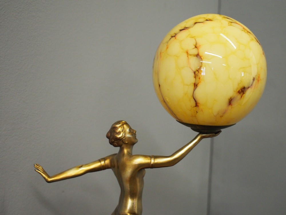 White Metal and Gilded Art Deco Lamp View IX