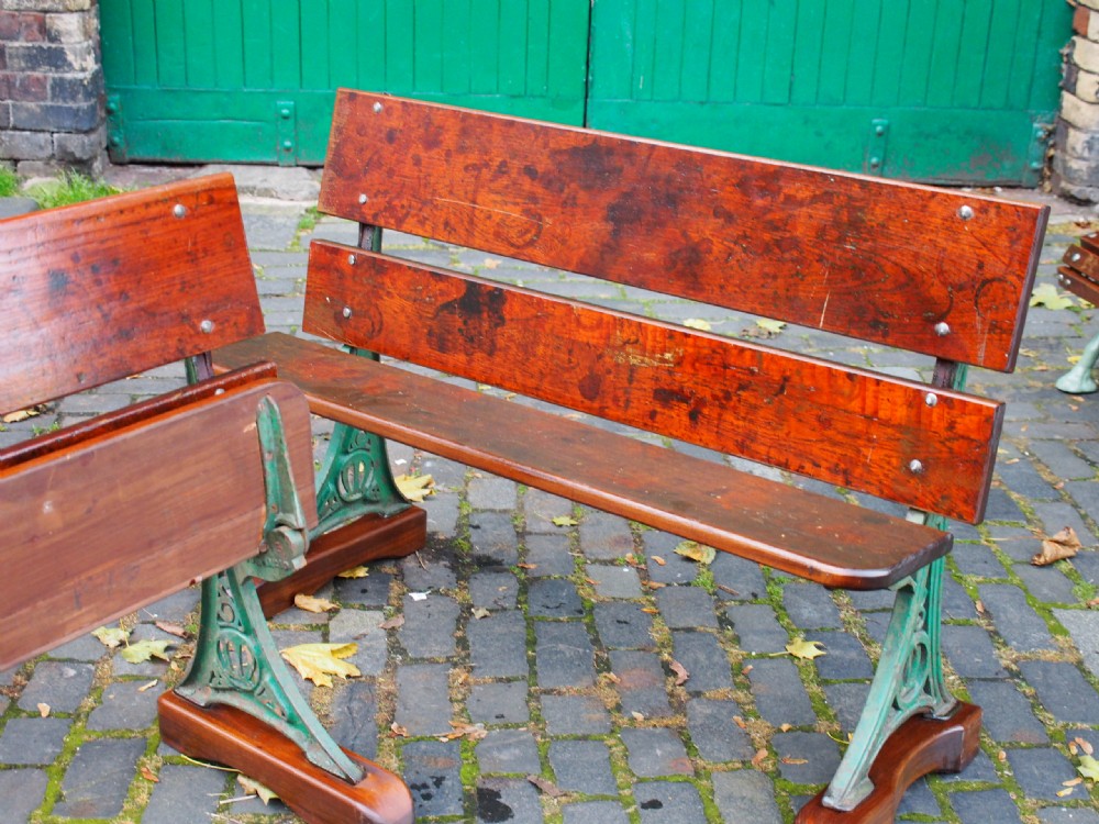 Pair of Victorian Cast Iron and Teak Garden Benches View IV