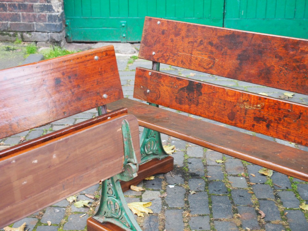 Pair of Victorian Cast Iron and Teak Garden Benches View V