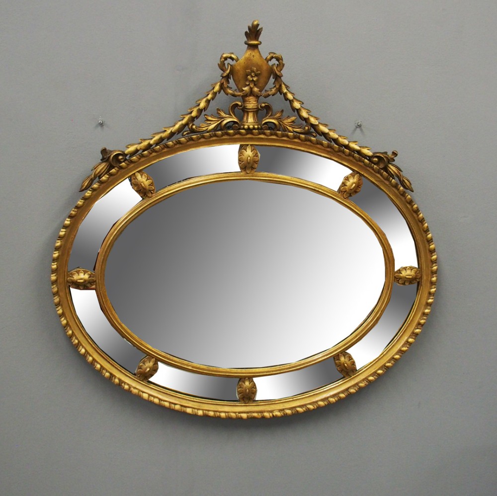 George III Style Giltwood Oval Wall Mirror